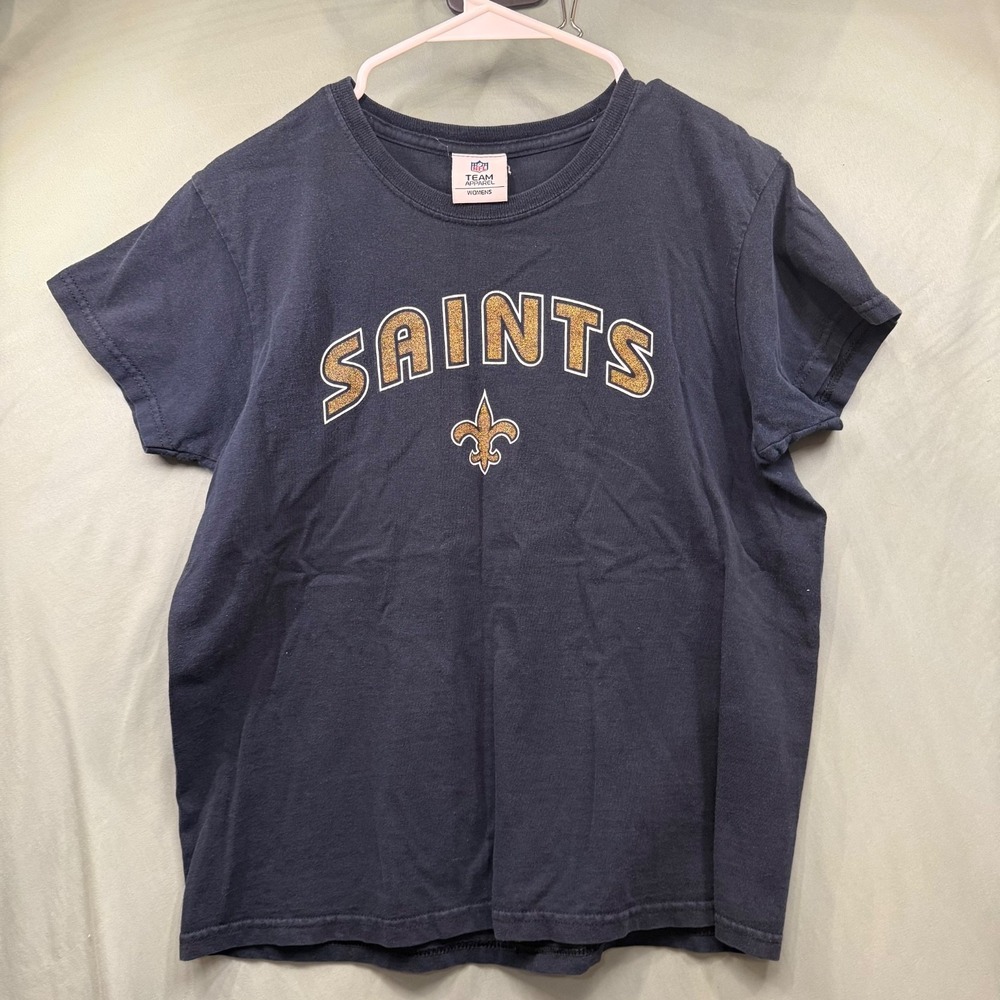 New Orleans Saints NFL Ladies T Shirt Size Medium Black Short Sleeve Football